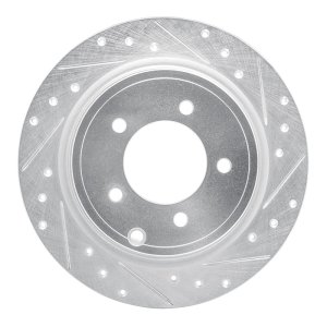 Chrysler Sebring Brake Rotor (1) - Rear Right - R1 Concepts - Drilled & Slotted - Silver - `07-`17